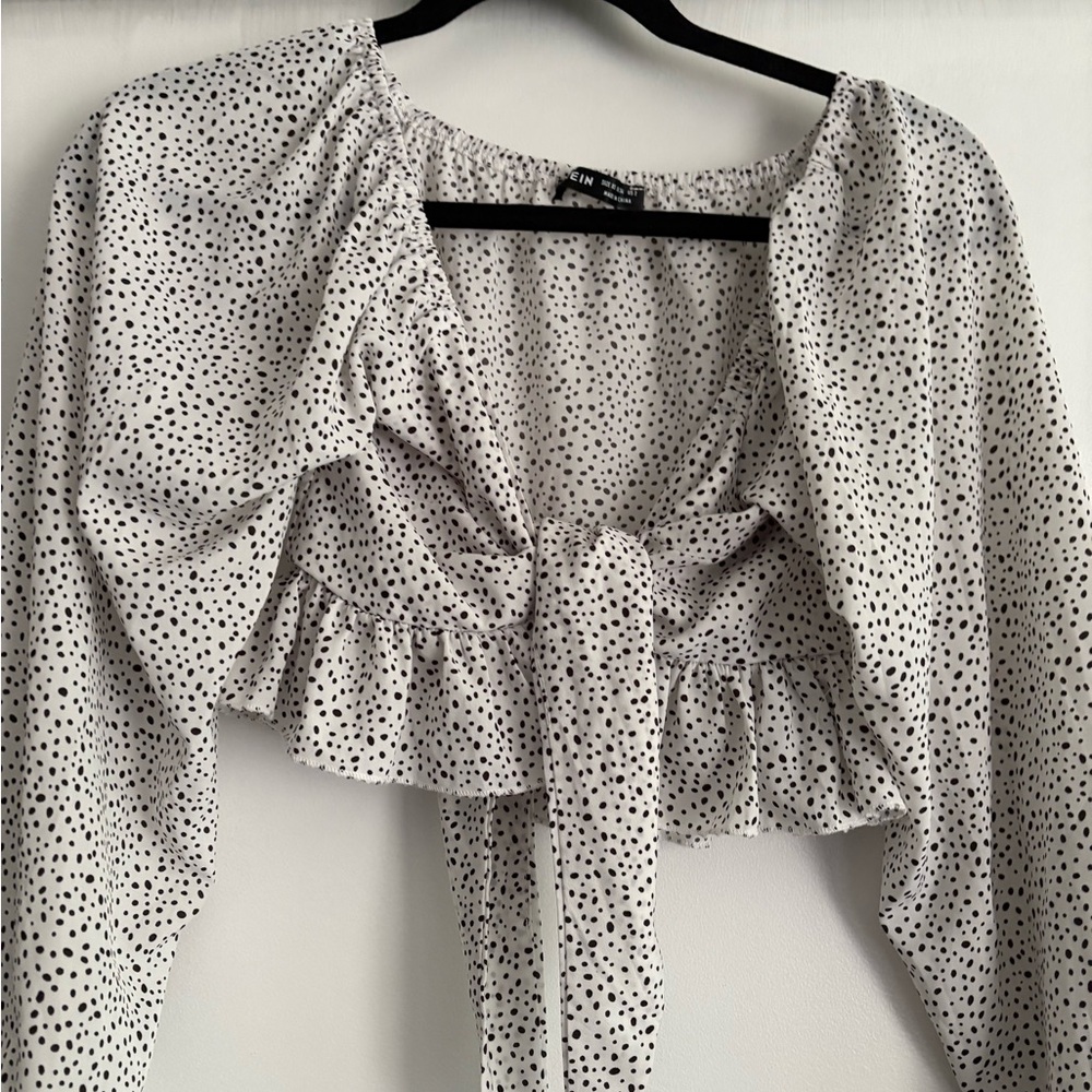 Women's Black and White Polka Dot Top